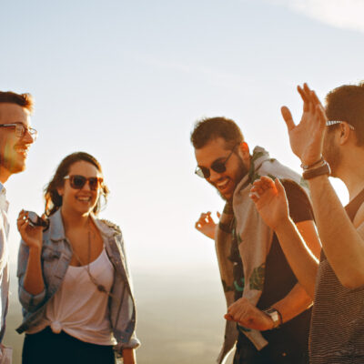 Group of friends laughing together