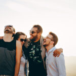 Group of friends connecting outdoors