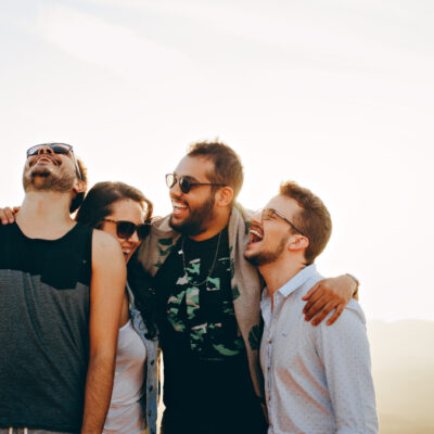 Group of friends connecting outdoors